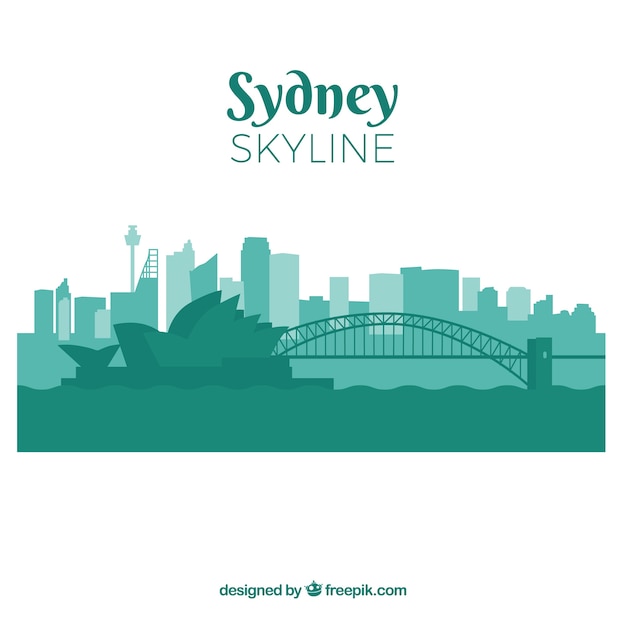 Vecteur gratuit silhouette de skyline de sydney