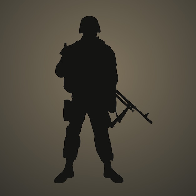 Silhouette de soldat design plat