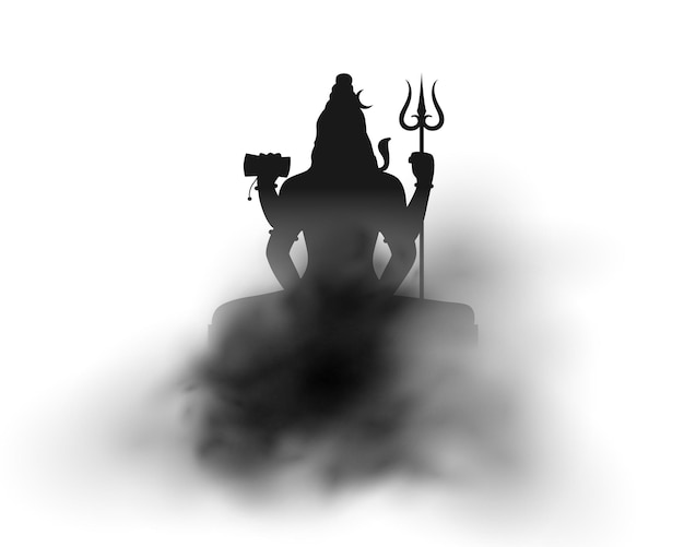 Vecteur gratuit la silhouette sombre du seigneur shiva pour le festival hindou maha shivratri