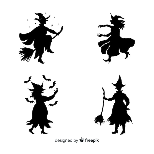 Silhouette D'une Sorcière D'halloween