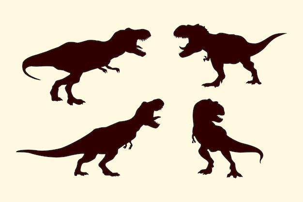 Vecteur gratuit silhouette de t-rex dessinée à la main