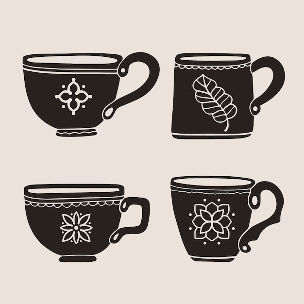 Vecteur gratuit silhouette de tasse de café dessiné à la main
