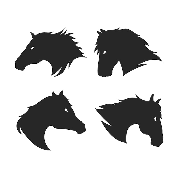 Vecteur gratuit silhouette de tête de cheval dessiné à la main