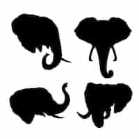 Vecteur gratuit silhouette de tête d'éléphant dessiné à la main