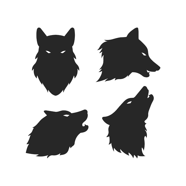 Vecteur gratuit silhouette de tête de loup dessiné à la main