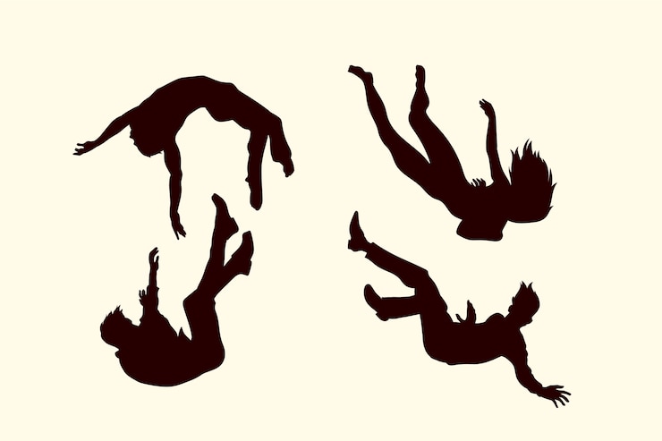 Vecteur gratuit silhouette tombante design plat