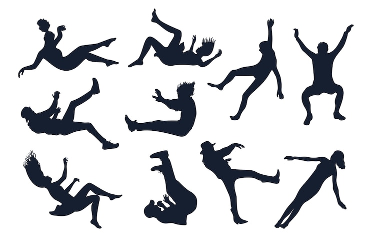 Vecteur gratuit silhouette tombante dessinée à la main