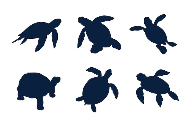 Vecteur gratuit silhouette de tortue dessinée à la main