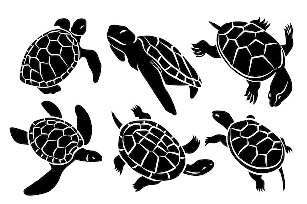 Vecteur gratuit silhouette de tortue dessinée à la main