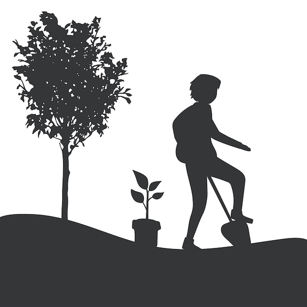 Silhouette d&#39;un vecteur de jardinage homme