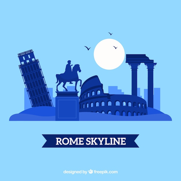 Vecteur gratuit silhouette de la ville de rome