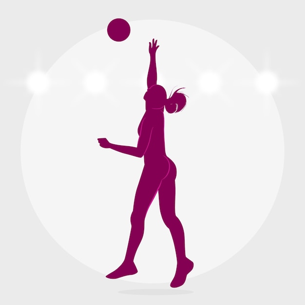 Silhouette De Volley-ball Dessiné à La Main