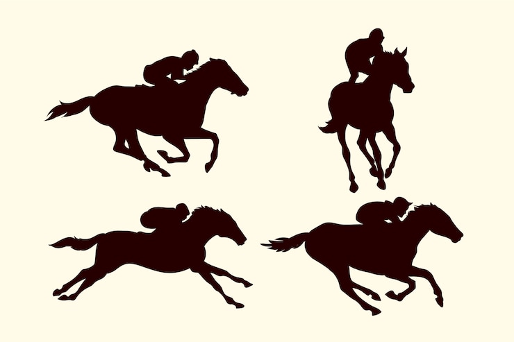 Vecteur gratuit silhouettes de chevaux design plat