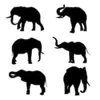 Vecteur gratuit silhouettes d'éléphants