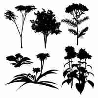 Vecteur gratuit silhouettes de fleurs design plat