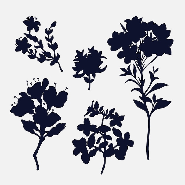 Vecteur gratuit silhouettes de fleurs design plat