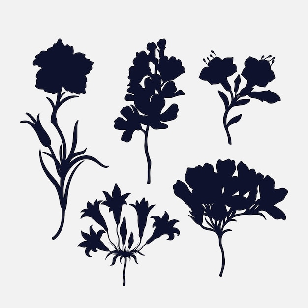 Vecteur gratuit silhouettes de fleurs design plat