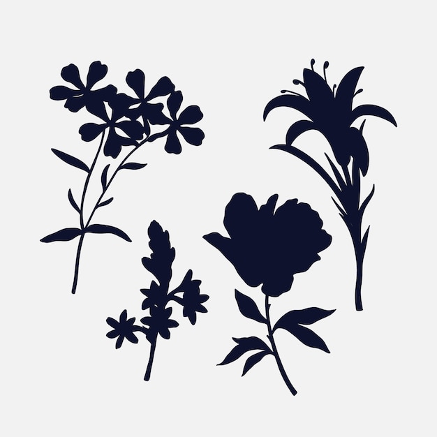 Vecteur gratuit silhouettes de fleurs design plat