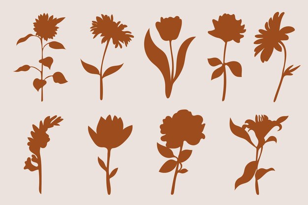 Silhouettes de fleurs dessinées à la main