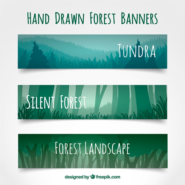 Vecteur gratuit silhouettes forestières bannières