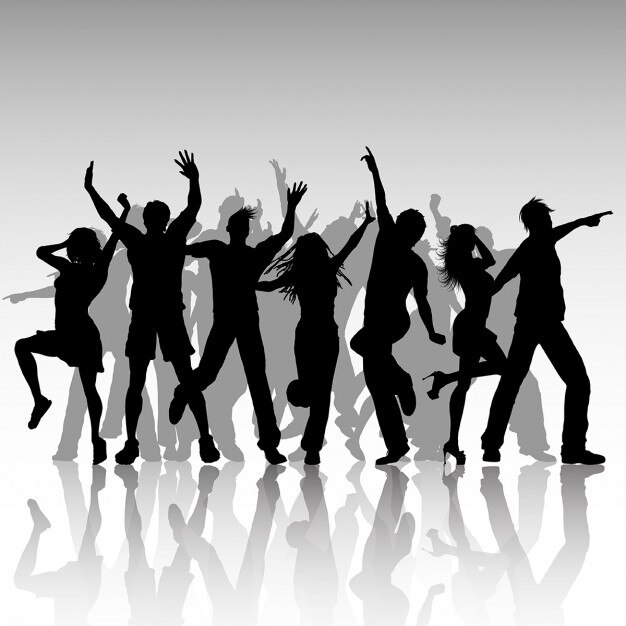 Vecteur gratuit silhouettes de gens du parti danse