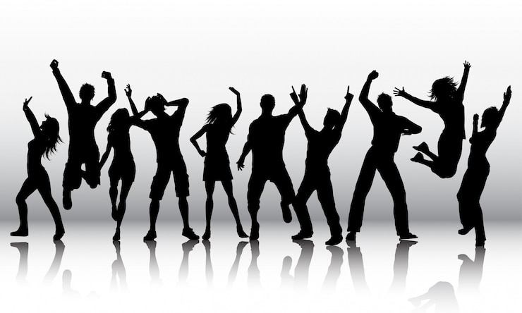 Vecteur gratuit silhouettes de gens qui dansent