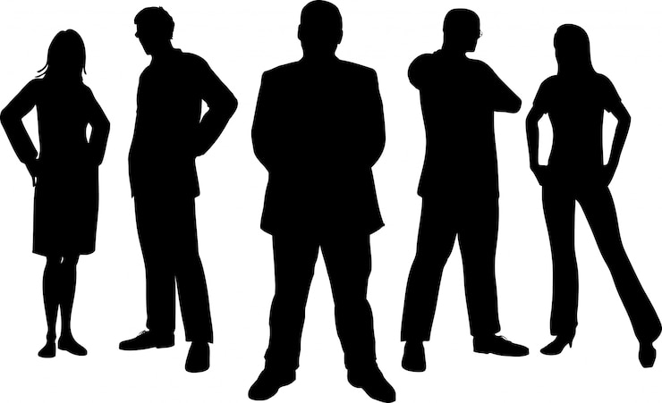 Vecteur gratuit silhouettes de jeunes professionnels