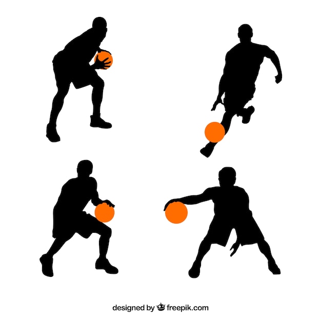 Vecteur gratuit silhouettes de joueurs de basket-ball