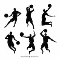 Vecteur gratuit silhouettes de joueurs de basket-ball