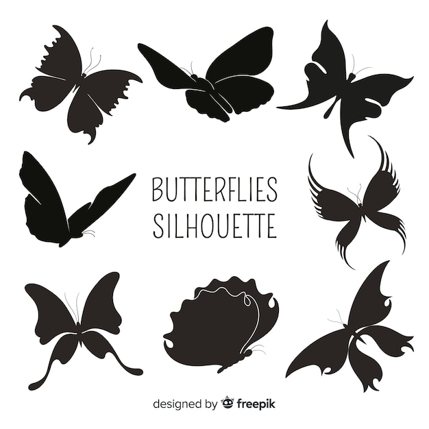 Vecteur gratuit silhouettes de papillon volant