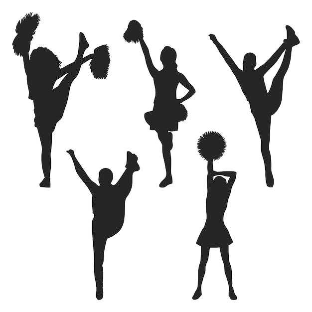 Vecteur gratuit silhouettes de pom-pom girl dessinées à la main