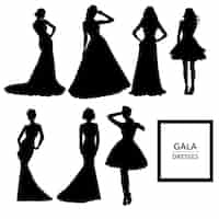 Vecteur gratuit silhouettes de robes de gala