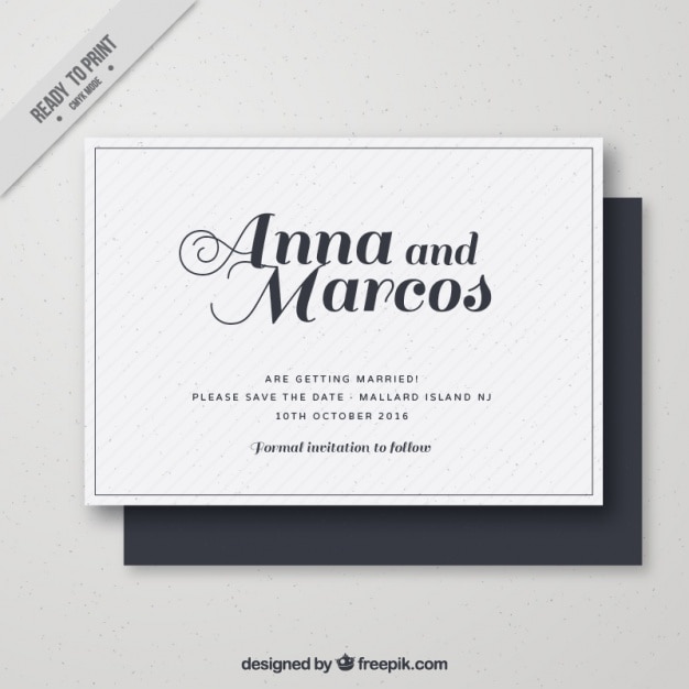 Vecteur gratuit simple carte de mariage dans le style rétro