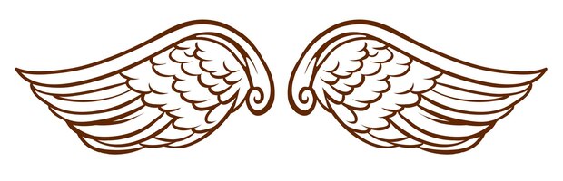Vecteur gratuit un simple croquis d'ailes d'anges