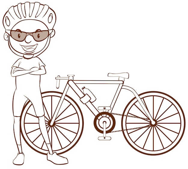 Vecteur gratuit un simple croquis d'un cycliste