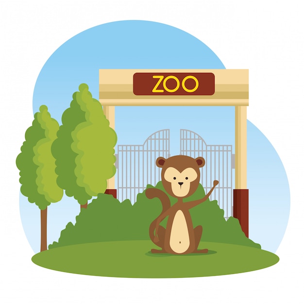 Vecteur gratuit singe animal sauvage dans la réserve du zoo