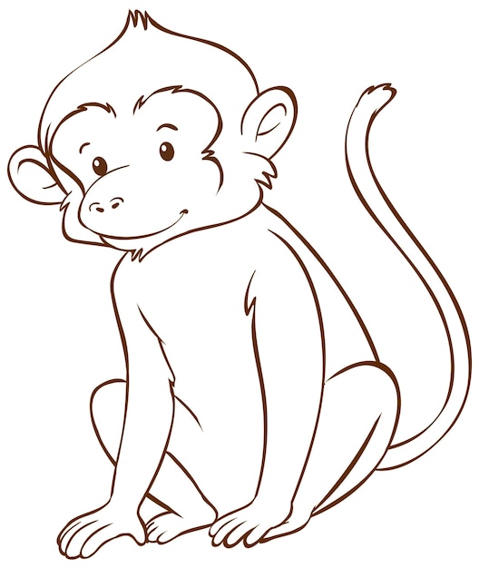 Singe Dans Un Style Simple Doodle Sur Fond Blanc