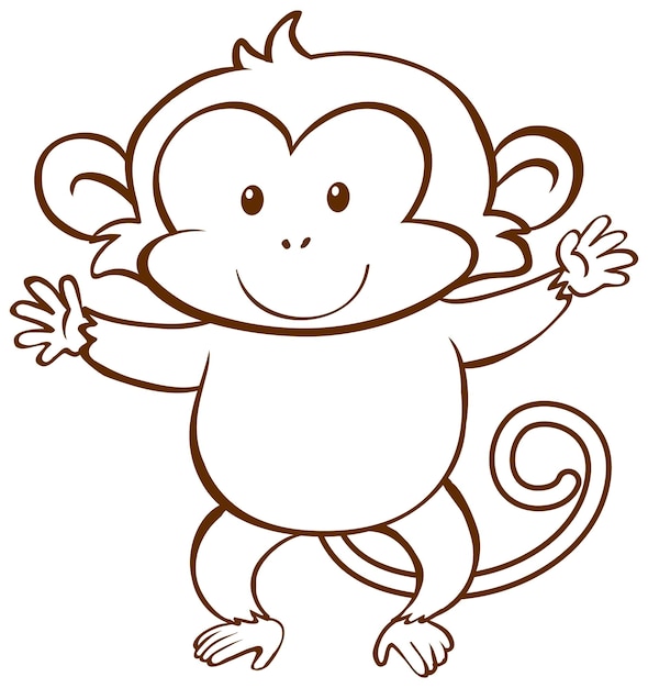 Vecteur gratuit singe dans un style simple doodle sur fond blanc