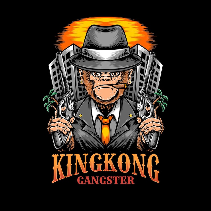 Vecteur gratuit un singe gangster avec une arme.