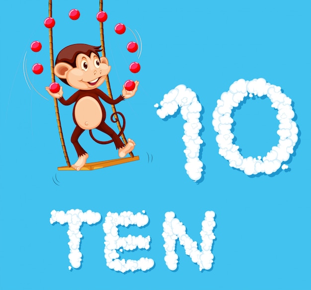 Un singe jongle avec dix balles