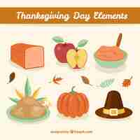 Vecteur gratuit six différents éléments de thanksgiving