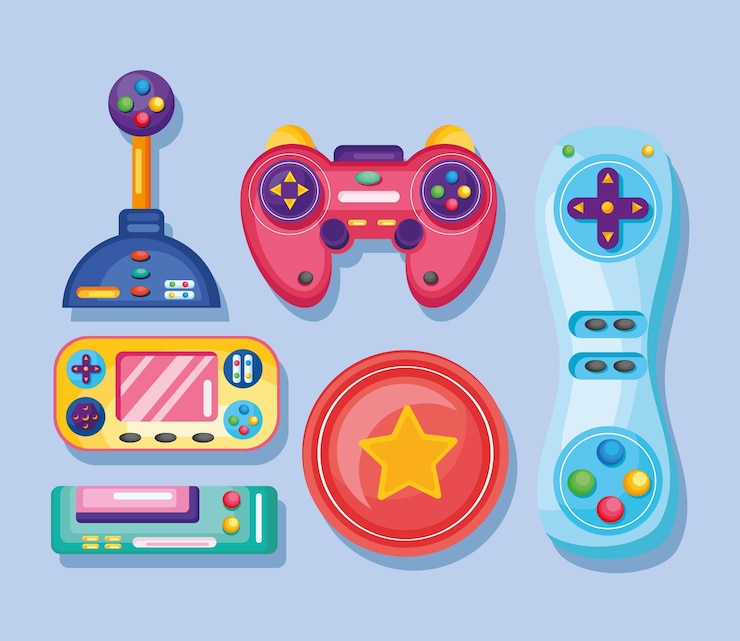 Vecteur gratuit six icônes de jeux vidéo