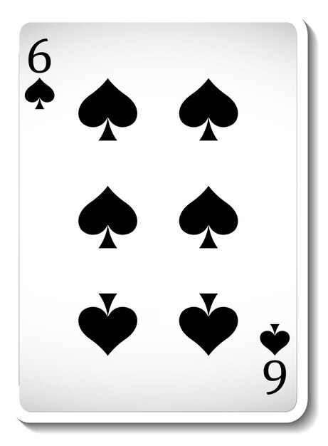 Six de pique jouant aux cartes isolées