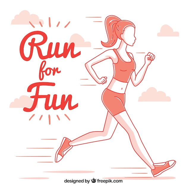 Vecteur gratuit sketch of girl running