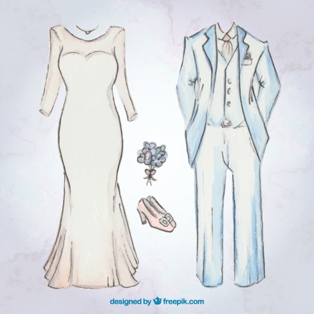 Sketches Brid Robe Et Costume De Mariage Avec Accessoires