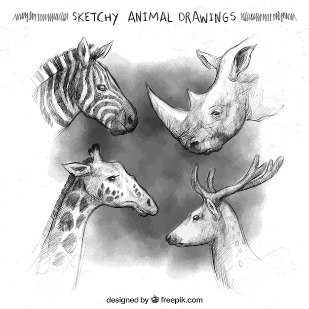 Vecteur gratuit sketchy dessins animaux