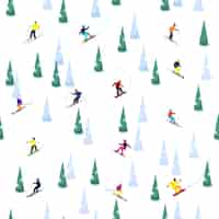 Vecteur gratuit ski hill seamless pattern