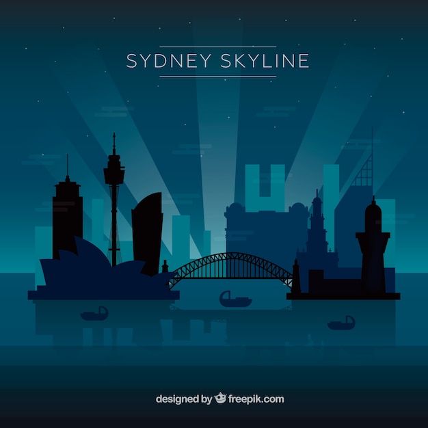 Skyline bleu foncé de Sydney