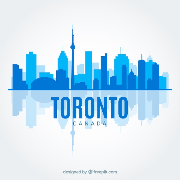 Skyline bleu de toronto dans un style plat