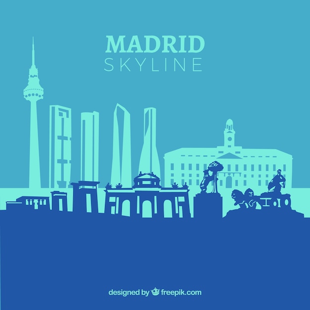 Skyline bleue de Madrid